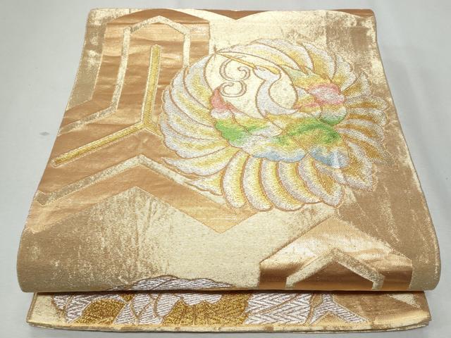 平和屋着物◎六通柄袋帯　鶴　金銀糸　正絹　逸品　CABA7663fb