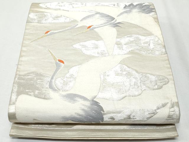 平和屋着物◎六通柄袋帯　飛鶴文　金銀糸　正絹　逸品　CABA7686fb