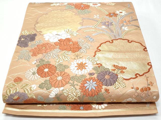 平和屋着物◎六通柄袋帯 唐織 雪輪花文 金糸 正絹 逸品 CABA7692fb