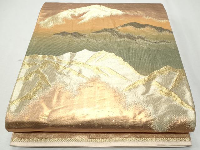 平和屋着物◎六通柄袋帯　遠山文　金糸　正絹　逸品　CABA7673fb