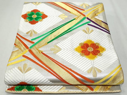 平和屋着物◎六通柄袋帯　唐織　松菱文　金銀糸　正絹　逸品　CABA7670fb