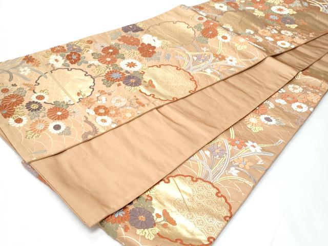 平和屋着物◎六通柄袋帯 唐織 雪輪花文 金糸 正絹 逸品 CABA7692fb