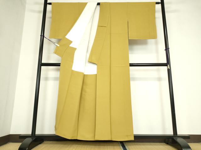 平和屋着物●上質な色無地 芥子色 正絹 逸品 未使用 DAAY9523az