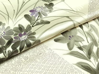 平和屋着物▽訪問着 単衣 作家物 手描き 地紙花文 正絹 逸品 AABD9427jh