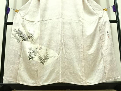 平和屋着物▽訪問着 単衣 作家物 手描き 地紙花文 正絹 逸品 AABD9427jh