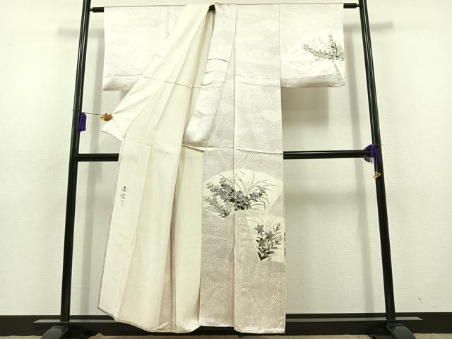 平和屋着物▽訪問着 単衣 作家物 手描き 地紙花文 正絹 逸品 AABD9427jh