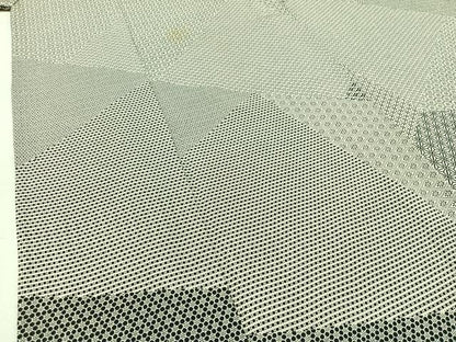 平和屋着物▽上質な小紋 単衣 切嵌花文 正絹 逸品 AABD9405jh
