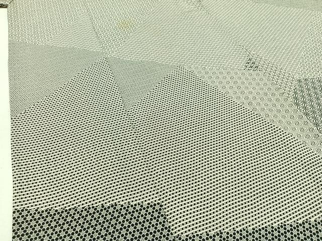 平和屋着物▽上質な小紋 単衣 切嵌花文 正絹 逸品 AABD9405jh