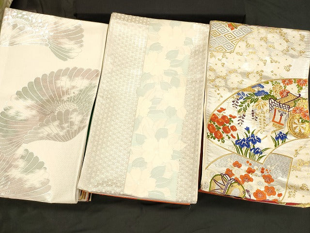 平和屋本店■袋帯 西陣 まとめて100点 鳳凰 向かい鶴 向かい蝶 花柄 七宝 宝相華 楽器 金銀糸 など 未使用品あり 全て正絹 se3796