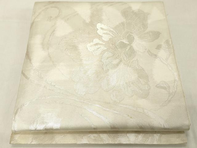 平和屋着物◎六通柄袋帯　花唐草文　銀糸　正絹　逸品　DAAZ8402cd