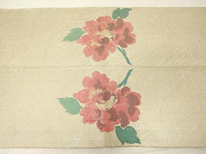 平和屋着物◎両面 全通柄袋帯 立波草花文 金銀糸 正絹 逸品 DAAZ8374cd