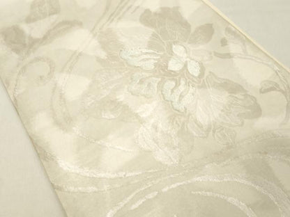 平和屋着物◎六通柄袋帯　花唐草文　銀糸　正絹　逸品　DAAZ8402cd