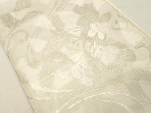 平和屋着物◎六通柄袋帯　花唐草文　銀糸　正絹　逸品　DAAZ8402cd