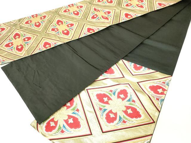 平和屋着物◎六通柄袋帯　唐織　花菱文　金糸　正絹　逸品　DAAZ8393cd