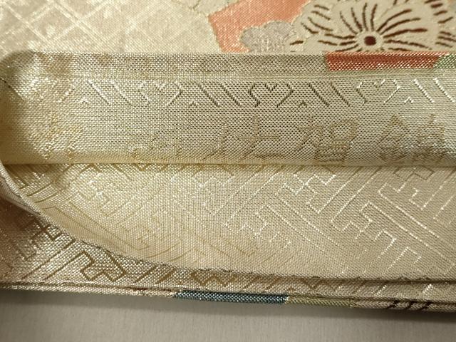 平和屋着物◎九百佐賀錦　六通柄袋帯　切嵌草花文　金銀糸　正絹　逸品　DAAZ8386cd