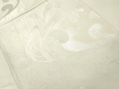 平和屋着物◎六通柄袋帯　荒波文　銀糸　正絹　逸品　DAAZ8396cd