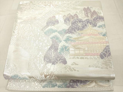平和屋着物◎六通柄袋帯 風景文 金銀糸 正絹 逸品 DAAZ8409cd