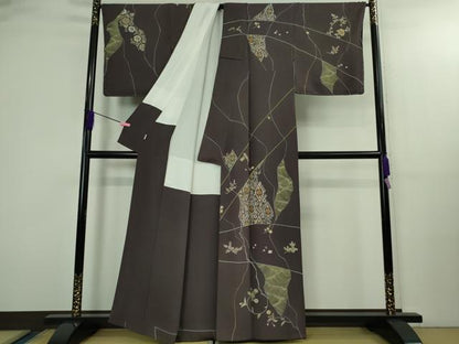 平和屋本店●極上　創業460年・千總　訪問着　刺繍　立波花文　滅紫色地　逸品　DZAA4224kh6