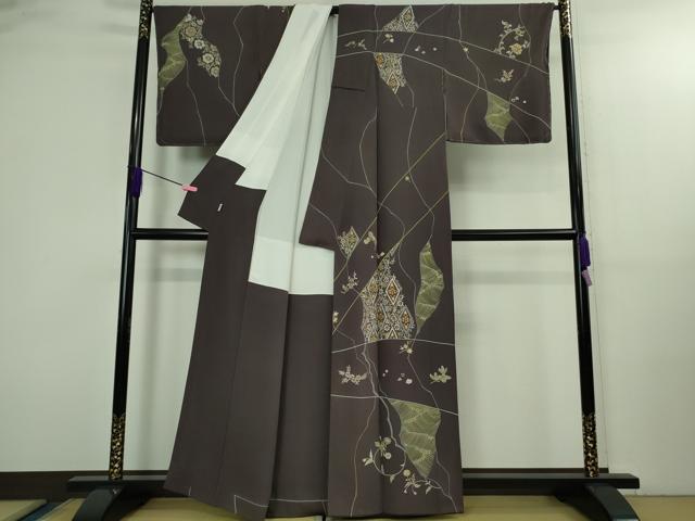平和屋本店●極上　創業460年・千總　訪問着　刺繍　立波花文　滅紫色地　逸品　DZAA4224kh6