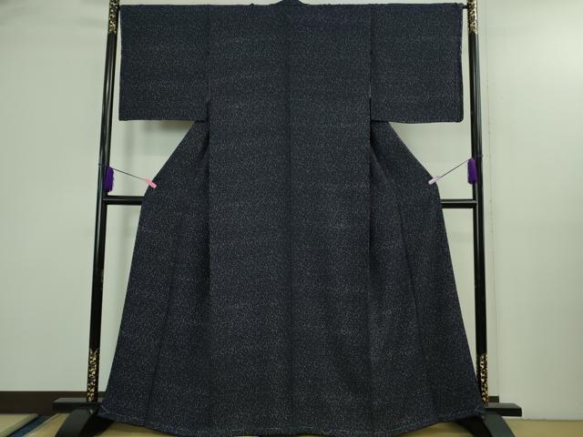 平和屋着物●極上　藍造り国選定無形文化財　藍師・佐藤昭人　藍香房　天然藍染　小紋　濃紺地　逸品　未使用　DZAA4871kh6