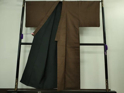 平和屋本店●極上　男性　本場黄八丈　黒八丈　まるまなこ　紬　逸品　DZAA3371kh6