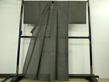平和屋本店＊希少　夏物　男性　白鷹上布　110亀甲　紅消鼠色地　反端付き　逸品　DZAA4262kh6