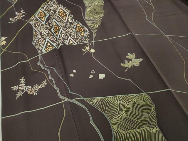 平和屋本店●極上　創業460年・千總　訪問着　刺繍　立波花文　滅紫色地　逸品　DZAA4224kh6
