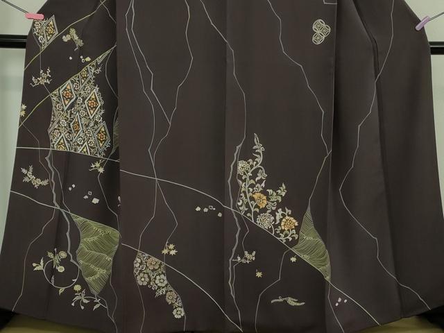 平和屋本店●極上　創業460年・千總　訪問着　刺繍　立波花文　滅紫色地　逸品　DZAA4224kh6