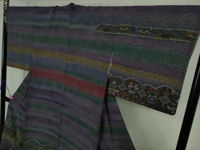 平和屋本店●極上　前田仁仙　仁仙更紗　訪問着　コプト文様　デザイン画和紙2枚付き　逸品　DZAA3169kh6