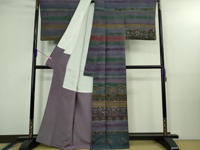 平和屋本店●極上　前田仁仙　仁仙更紗　訪問着　コプト文様　デザイン画和紙2枚付き　逸品　DZAA3169kh6