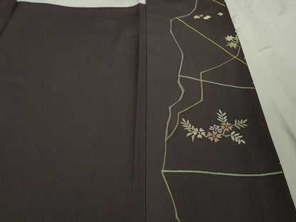 平和屋本店●極上　創業460年・千總　訪問着　刺繍　立波花文　滅紫色地　逸品　DZAA4224kh6