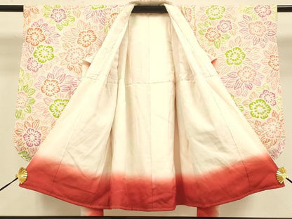 平和屋本店[]極上　七五三　女の子　3歳　祝着　三つ身　総絞り　草花文　逸品　未使用　DZAB3242kh6