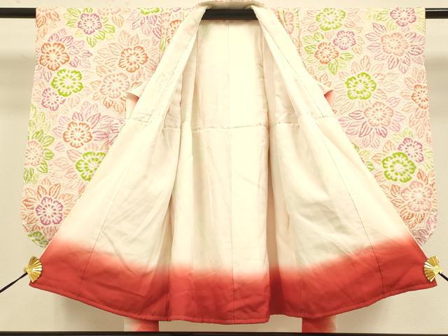 平和屋本店[]極上　七五三　女の子　3歳　祝着　三つ身　総絞り　草花文　逸品　未使用　DZAB3242kh6
