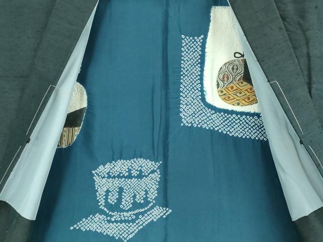 平和屋着物●極上 男性 髭紬 アンサンブル 長羽織 濃い鉄御納戸色 逸品 未使用 DZAB3414kh6
