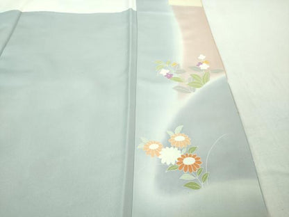 平和屋本店●極上　創業460年・千總　訪問着　駒刺繍　吉祥花文　暈し染め　秘色色地　金彩　逸品　未使用　DZAA4115kh6