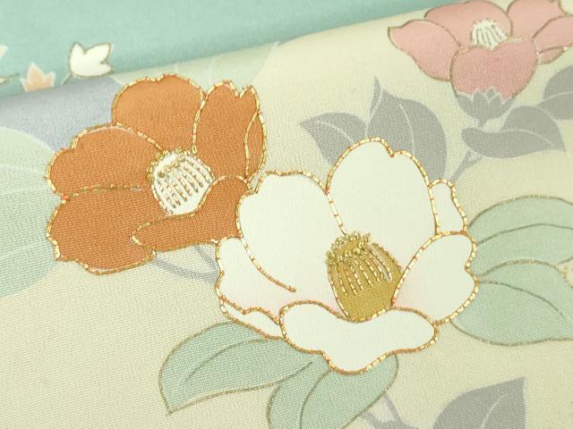 平和屋本店●極上　創業460年・千總　訪問着　駒刺繍　吉祥花文　暈し染め　秘色色地　金彩　逸品　未使用　DZAA4115kh6