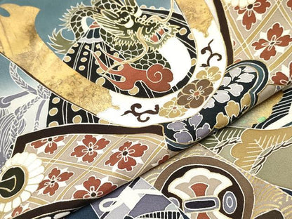平和屋着物[]お宮参り　男の子　祝着　産着　初着　のしめ　駒刺繍　龍　兜　束ね熨斗吉祥文　暈し染め　金銀彩　逸品　DAAY3373ma