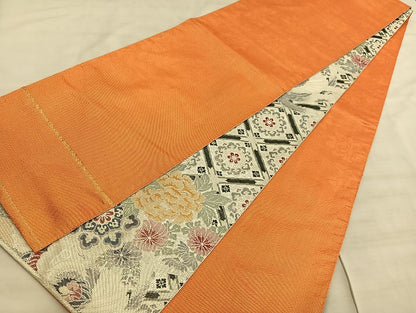 平和屋着物◎佐賀錦　両面　全通柄袋帯　鳳凰花文　銀糸　正絹　逸品　BAAV8903hv