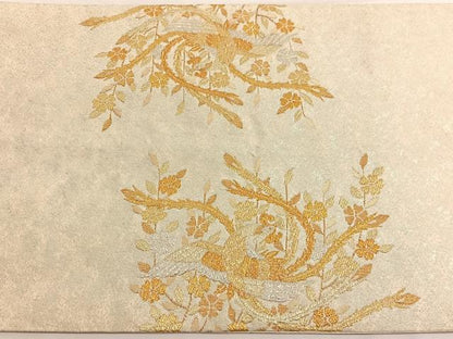 平和屋着物◎太鼓柄袋帯 綴れ 鳳凰枝垂れ花文 金銀糸 正絹 逸品 BAAV8882hv