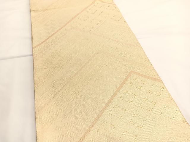 平和屋着物◎佐賀錦　六通柄袋帯　菱文様　金糸　正絹　逸品　BAAV8885hv