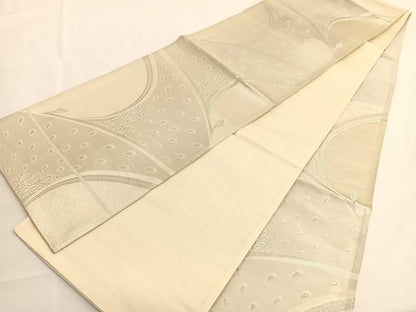平和屋着物◎六通柄袋帯　孔雀　銀糸　正絹　逸品　BAAV8912hv