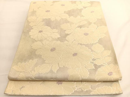 平和屋着物◎六通柄袋帯　唐織　菊　正絹　逸品　BAAV9415hv