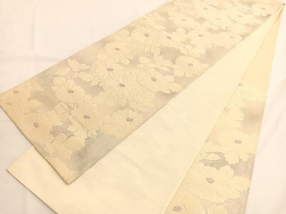 平和屋着物◎六通柄袋帯　唐織　菊　正絹　逸品　BAAV9415hv