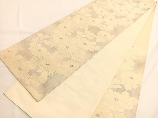 平和屋着物◎六通柄袋帯　唐織　菊　正絹　逸品　BAAV9415hv