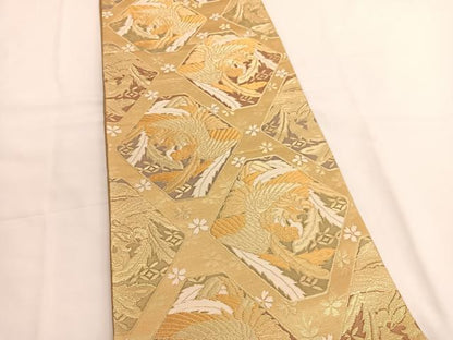 平和屋着物◎六通柄袋帯　唐織　鳳凰　金糸　正絹　逸品　BAAV9449hv