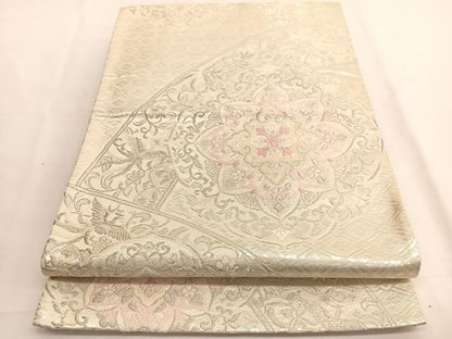 平和屋着物◎六通柄袋帯　唐織　宝相華鳳凰花文　銀糸　正絹　逸品　BAAV9461hv