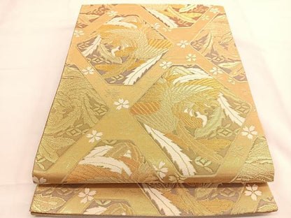 平和屋着物◎六通柄袋帯　唐織　鳳凰　金糸　正絹　逸品　BAAV9449hv