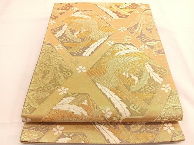 平和屋着物◎六通柄袋帯　唐織　鳳凰　金糸　正絹　逸品　BAAV9449hv