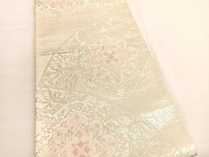 平和屋着物◎六通柄袋帯　唐織　宝相華鳳凰花文　銀糸　正絹　逸品　BAAV9461hv