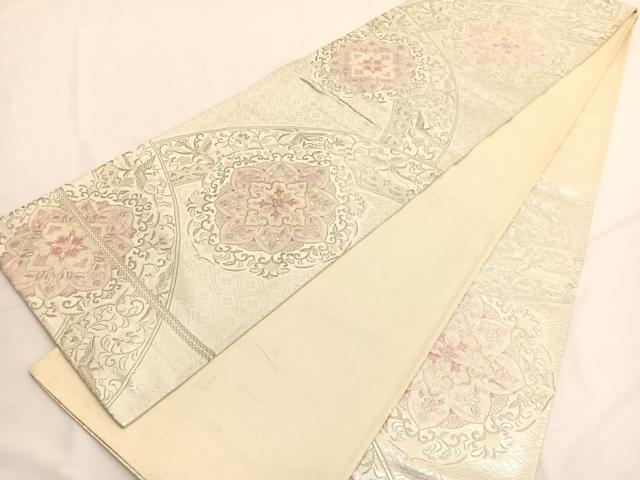 平和屋着物◎六通柄袋帯　唐織　宝相華鳳凰花文　銀糸　正絹　逸品　BAAV9461hv